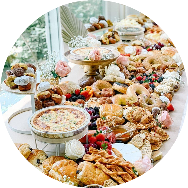 A lavish dessert buffet with a variety of pastries and sweets.